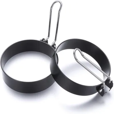 Produktbild von 2 Stück Edelstahl Kochformen für Spiegeleier und Eierhalter
