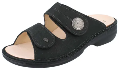 Produktbild von FINN COMFORT Sansibar Damen Pantolette schwarz genarbtes Nubukleder - Größe: 38