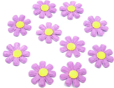 10 Aufnäher in Blütenform, ca.  2,7 cm, violett