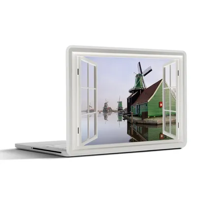 Produktbild von MuchoWow® Laptop Aufkleber Sticker Cover Aussicht - Haus - Mühle 30x22 cm - Laptop-Sticker