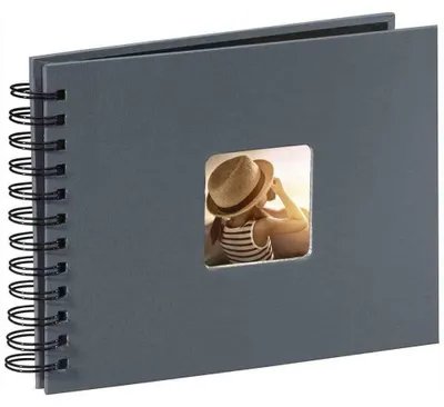 Produktbild von Fotoalbum 24 x 17 cm grau (Spiralalbum mit 50 schwarzen Seiten, Fotobuch mit transparenten Trennblättern, zum Einkleben und Personalisieren)