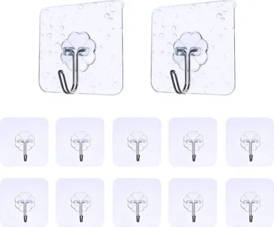 Produktbild von Haken Selbstklebend Handtuchhaken 12 Stück Max 8kg, Transparent Ohne Bohren Klebehaken Haken für Badezimmer Küche Bad