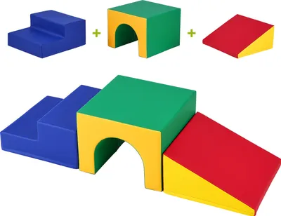 Produktbild von SucceBuy Einzeltunnel-Klettergerät, 3-teiliges Kleinkinderspielset, Schaumstoff-Kletterblöcke mit Treppe und Rampe, Indoor-Spiel für Kleinkinder und Vorschulkinder, leicht zu reinigen, sortiert