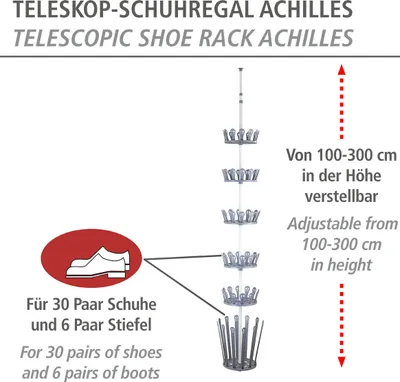 Produktbild von WENKO Teleskop Schuh Regal Ständer Karussell Schuhe Stiefel 100-300 verstellbar