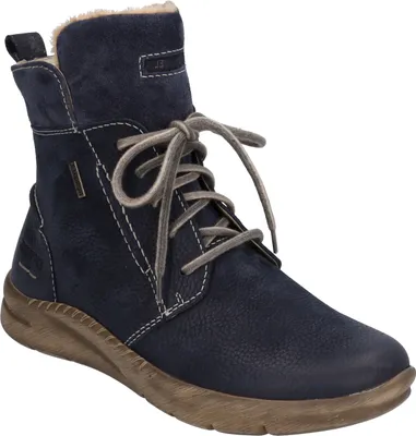 A single blue boot is shown against a white background.