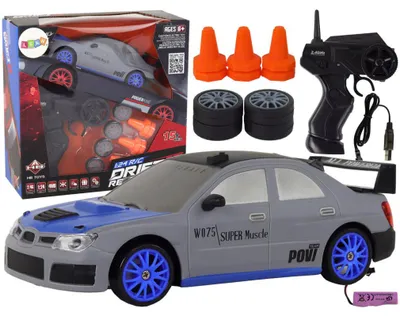 Obrázek produktu pro Rychlovodní sportovní model auta, ovládání na dálku, měřítko 1:24, šedá barva, vyměnitelné kola