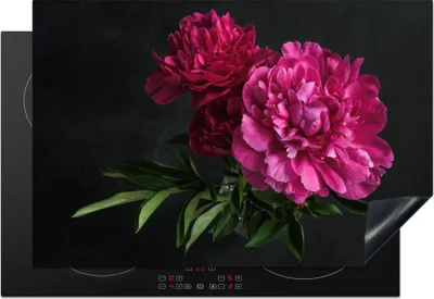 Produktbild von KitchenYeah© Herdabdeckplatte Pfingstrosen - Stilleben - Rosa , 76x51cm, Küche Deko, Glaskeramikkochfeld Herdabdeckung, Abdeckplatte fùr Kochfeld