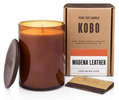 Produktbild von KOBO Woodblock Duftkerze Modena Leder (15 oz / 425 g)