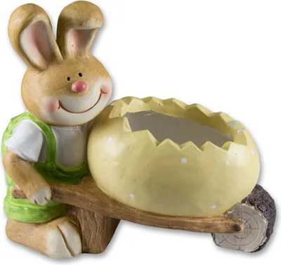 Produktbild von Osterhase mit Osterei Ei als Pflanzgefäß Deko Hase Oster Deko Garten Tier Figur