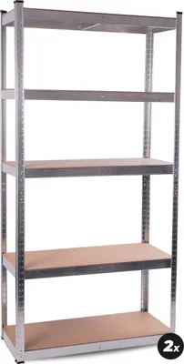 Obrázok produktu pre Aga 2x Kovový regál 180x90x40 cm 5 políc