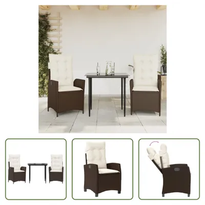 Produktbild von The Living Store 3-tlg. Garten-Essgruppe mit Kissen Braun Poly Rattan