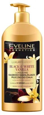 Produktbild von Eveline Cosmetics, Luxury Expert Black & White Vanilla, Vanille, feuchtigkeitsspendend, tä glich auftragen, Kö rperlotion, 350 ml