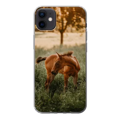 Produktbild von MuchoWow® Handyhülle Schutzhülle Hülle für iPhone 12 mini Pferd - Gras - Baum Silikon Softcase Handy Hülle - Bild