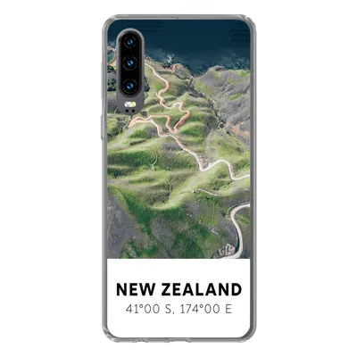 Produktbild von MuchoWow® Handyhülle Schutzhülle Hülle für Huawei P30 Neuseeland - Wasser - Grün - Strand Silikon Softcase Handy Hülle - Kartenbesitzer