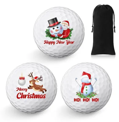 Produktbild von Golfball Geschenkset Weihnachtsmotive 3 Stück Flanellbeutel Standardgröße