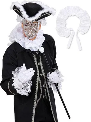 Produktbild von Barock Satin-Rüschen-Kragen weiss - Einheitsgröße