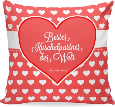 Produktbild von Mr. & Mrs. Panda Dekokissen Kuschelpartner - Geschenk, Hochzeitstag, Sofakissen, Ehefrau, Kissen 40x40, flauschkissen, bedruckt, Kuschel, Liebe, Ehepartner