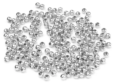 Produktbild von 10g Metallperlen platinfarben, 3mm, rund, ca. 150 Perlen