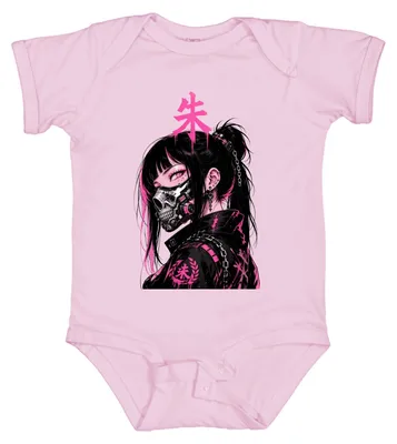 Image de Masque de crâne style cyberpunk, pour anime, manga, style japonais, années 2000, couleur rose, body pour bébé, taille 6/12 mois