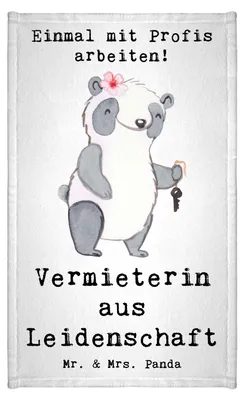 Produktbild von Mr. & Mrs. Panda Handtuch Vermieterin Leidenschaft - Weiß - Geschenk, Gästetuch, Gäste-WC, Mini-Handtuch, Frotteehandtuch, Frotteetuch