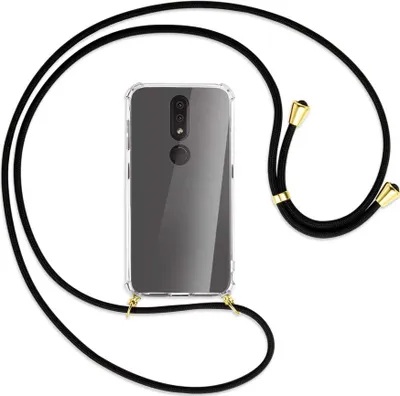 Produktbild von Handykette Backcover-Schutzhülle mit Band (Metall goldfarben) für Nokia 4.2 - schwarz