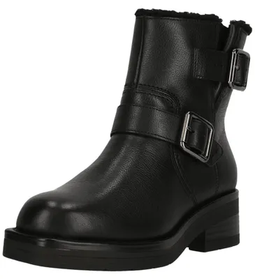 Imagen del producto de Botines Clarks Rebelle Buckle, color negro, forro de cuero, con detalles elegantes. Modelo: 1271 Black WLined Lea, talla 35.5
