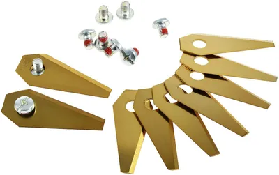 Produktbild von 9x Ersatz-Messer Titan Klingen / Schneid-Klingen (1mm) kompatibel mit Bosch Indego Mähroboter Gold