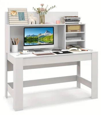 Produktbild von Schreibtisch – Computertisch – Bürotisch – Arbeitstisch – Schreibtisch – Modern, Weiß – MDF und Holzverbundwerkstoff