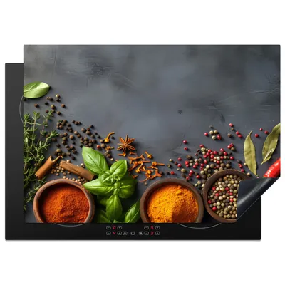 Obrázok produktu pre KitchenYeah® Kryt na varnú dosku bylinky - betón - korenie, 75x52cm, kuchynská dekorácia, keramický kryt varnej dosky, krycia doska na varnú dosku