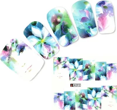 Produktbild von Tattoo Nail Blumen Blätter Aufkleber Nagel Sticker
