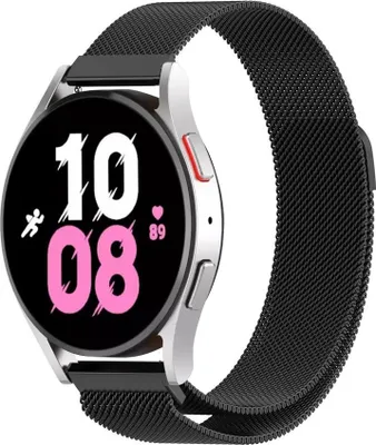 Produktbild von Strap-it Milanese Armband - Kompatibel mit Samsung Galaxy Watch 5 Armband 44mm Edelstahl Armband mit Magnetverschluss - Ersatzarmband - Hochwertiges Material - für Smartwatch 20mm Armband Schwarz