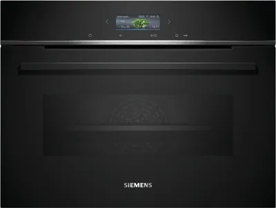 Siemens iQ700, Einbau-Kompaktbackofen, 60 x 45 cm, Schwarz, Edelstahl CB774G1B1 Frontansicht geschlossen