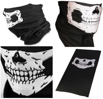 Produktbild von Schädel Totenkopf Ski Maske Halstuch Sturmhaube Motorrad Maske Skull Bike Maske schwarz