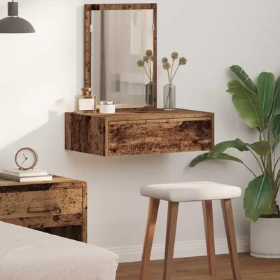 Zdjęcie produktu dla Brązowa toaletka z szufladami i lustrem
