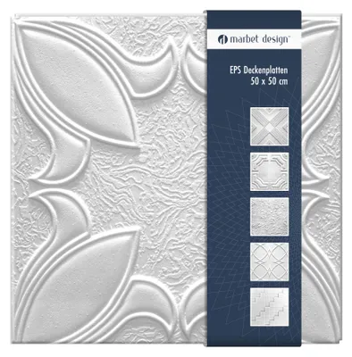 Produktbild von Deckenplatten 50x50cm Styropor EPS weiß 34 Dekore, Marbet Deckenverkleidung