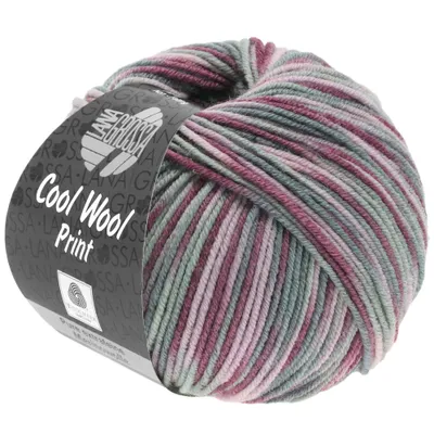 Produktbild von Lana Grossa COOL WOOL PRINT 50 g pflegeleichtes Strickgarn aus extrafeiner Wolle 160 m Farbe 815 - Antikviolett/Altrosa/Hellgrau/Mittelgrau