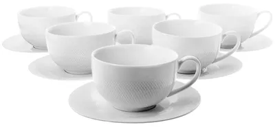 Image de DUO | Tasse - Tasse en porcelaine - Tasse à café avec soucoupe - 250 ml - Lot de 6 - blanc - Tasses à thé - en porcelaine - Coffret cadeau