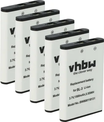 Produktbild von vhbw 5x Akku kompatibel mit Baofeng BF-T6, UV-3R Funkgerät, Walkie Talkie (1500 mAh, 3,7 V, Li-Ion)