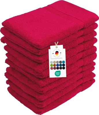 Produktbild von Waschlappen 16x21 cm aus 100% Baumwolle 500g/m2, 10er Set Waschhandschuhe Rot