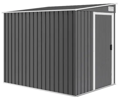Obrázok produktu pre Kovová záhradná búda – skladovacia búda – 2,81 m² – 154x206,5x181 cm – sedlová strecha – s podkladovým rámom – vodotesná – armádovo zelená