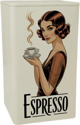 Produktbild von Vintage Frau trinkt Espresso KaffeeDose 900ml im Art Deco Stil