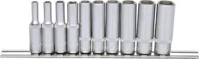 Produktbild von KS Tools 917.0610, Steckschlüssel-Satz, 1/4", 10 Kopf/Köpfe, Chrom-Vanadium-Stahl, DIN 3120, ISO 1174, DIN 3124, ISO 2725, 360 g