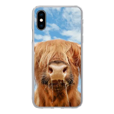 Produktbild von MuchoWow® Handyhülle Schutzhülle Hülle für iPhone X Schottischer Highlander - Wolke - Tiere Silikon Softcase Handy Hülle - Handyhülle