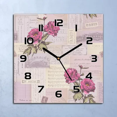 Produktbild von Wanduhr Echt-Glas-Küchenuhr Pfingstrosen grün Quarz Lautlos 30x30 Deko Bilder
