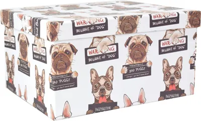 Produktbild von Geschenkbox Aufbewahrungsbox Schachtel mit Hundemotiv ineinander stapelbar stabil, Geschenkbox Größe:160x210x140