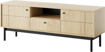 Produktbild von BETTSO RTV-Schrank TV-Schrank mit Schublade TV-Tisch auf hohen Beinen PANDA Eiche lineo