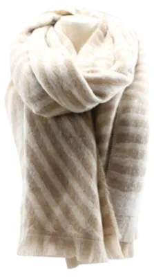 Productafbeelding van Winterse dames sjaal, fashion mix met Polyester. » Winterse sjaal, kasjmier. » Frans sjaal, 190 x 45 cm. » Warme dames sjaal met franjes en glitters: Motief 1 / Beige. Motief: Motief 1. Kleur: Beige
