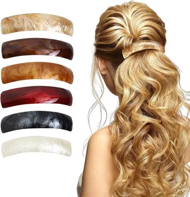 Produktbild von Automatische Haarspangen für Damen, groß, klassisch, retro, für feines und mitteldickes Haar, schöne Haarspangen für Frauen und Mädchen (Braun)