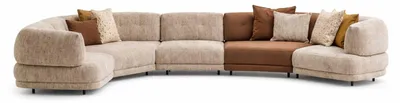 Immagine prodotto di Divano angolare di design, forma a "U", moderno, color beige, imbottito