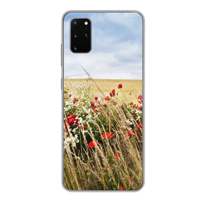 Produktbild von MuchoWow® Handyhülle Schutzhülle Hülle für Samsung Galaxy S20 Plus Wolken - Blumen - Rot Silikon Softcase Handy Hülle - Hartschale